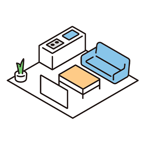 室内の家具が置かれた部屋のイラスト